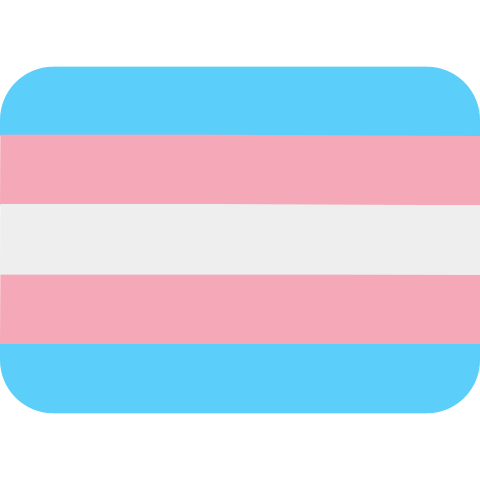 A flag with horizontal pale blue and pale pink stripes with a single white stripe in the middle